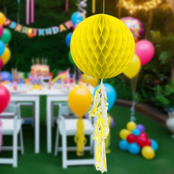 KF091 Sarı Püsküllü Petekli Kağıt Süs 30cm KF091 Sarı Püsküllü Petekli Kağıt Süs 30cm