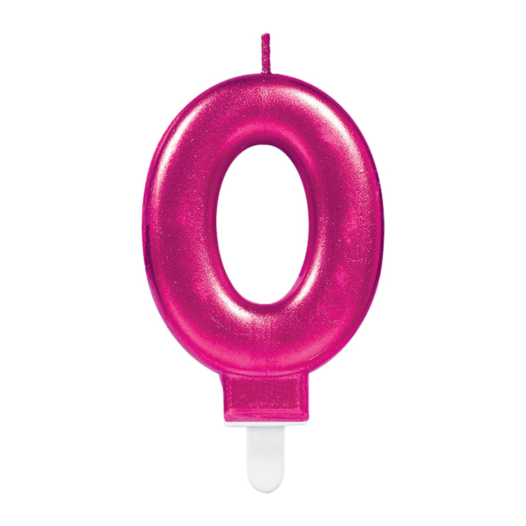 No:0 Rakam Mum Işıltılı Fuşya