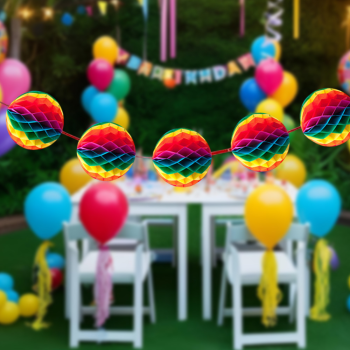 Petekli Kağıt Zincir Süs Gökkuşağı -KFG004- Petekli Kağıt Zincir Süs Gökkuşağı -KFG004-