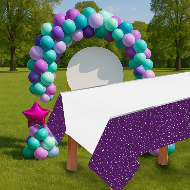 Masa Örtüsü 120*180cm -Parti Zamanı Mor- Masa Örtüsü 120*180cm -Parti Zamanı Mor-