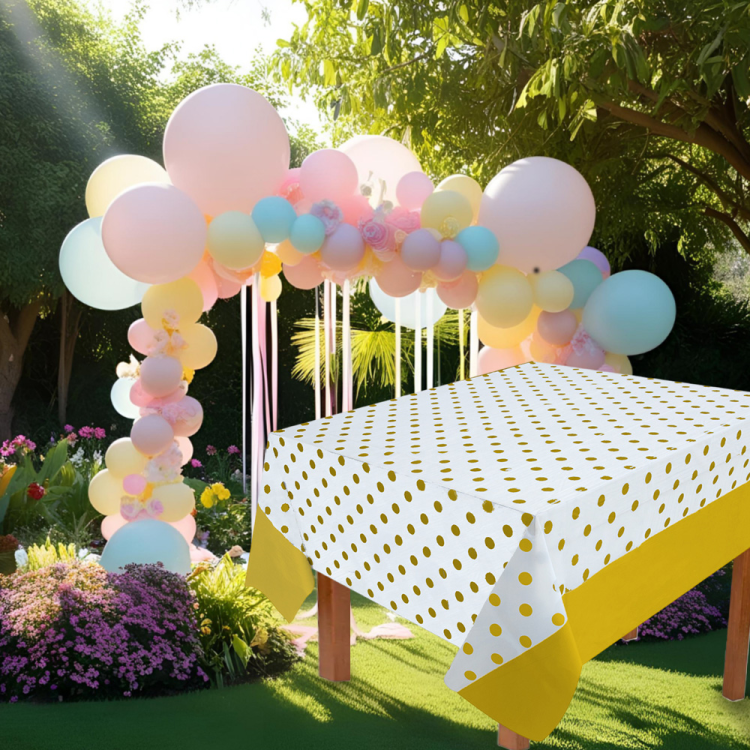 Masa Örtüsü 137*182cm -Puantiyeli Altın-