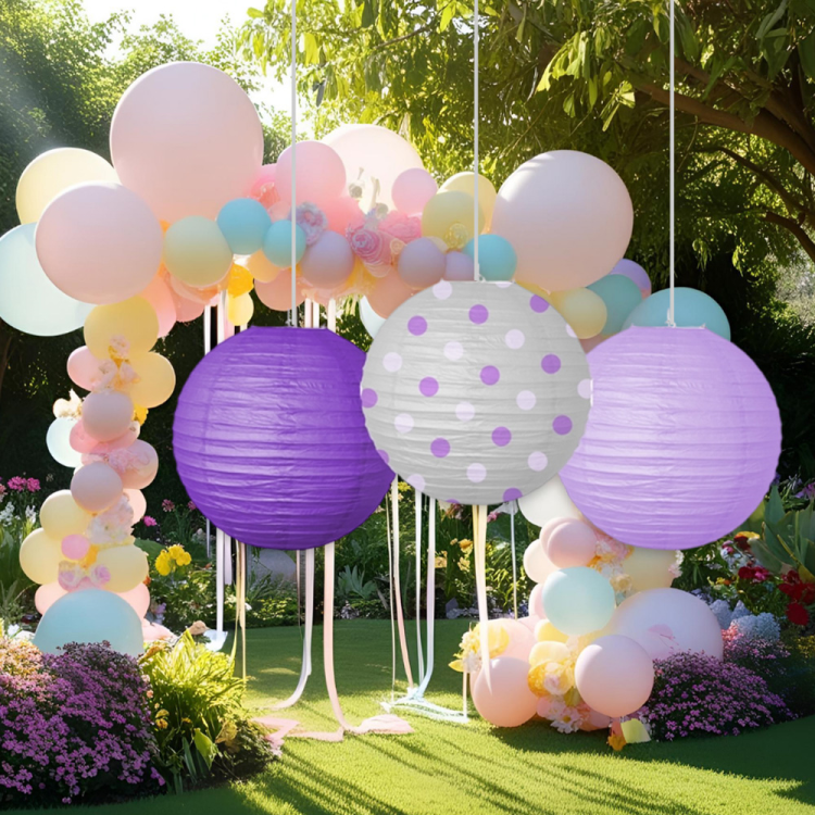 Kağıt Fener Seti 3lü Mor -KF139Mor- Kağıt Fener Seti 3lü Mor -KF139Mor-