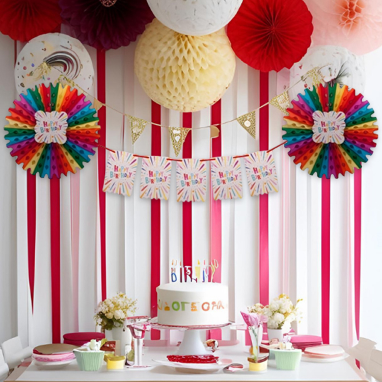 Yelpaze Afiş Süs H. Birthday Gökkuşağı -KF118- Yelpaze Afiş Süs H. Birthday Gökkuşağı -KF118-