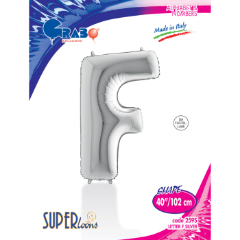 40" Grabo Harf Folyo Balon Gümüş -F- 40" Grabo Harf Folyo Balon Gümüş -F-