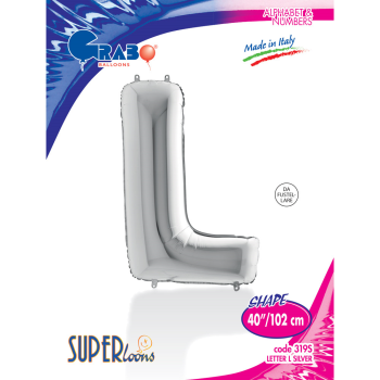 40" Grabo Harf Folyo Balon Gümüş -L- 40" Grabo Harf Folyo Balon Gümüş -L-