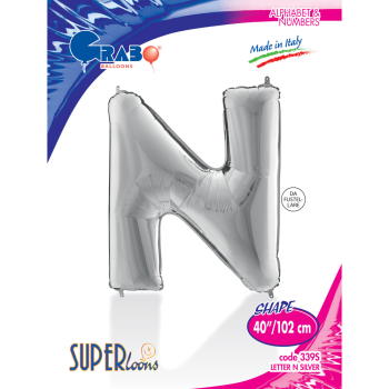 40" Grabo Harf Folyo Balon Gümüş -N- 40" Grabo Harf Folyo Balon Gümüş -N-
