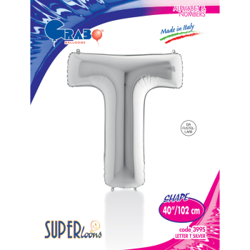 40" Grabo Harf Folyo Balon Gümüş -T- 40" Grabo Harf Folyo Balon Gümüş -T-