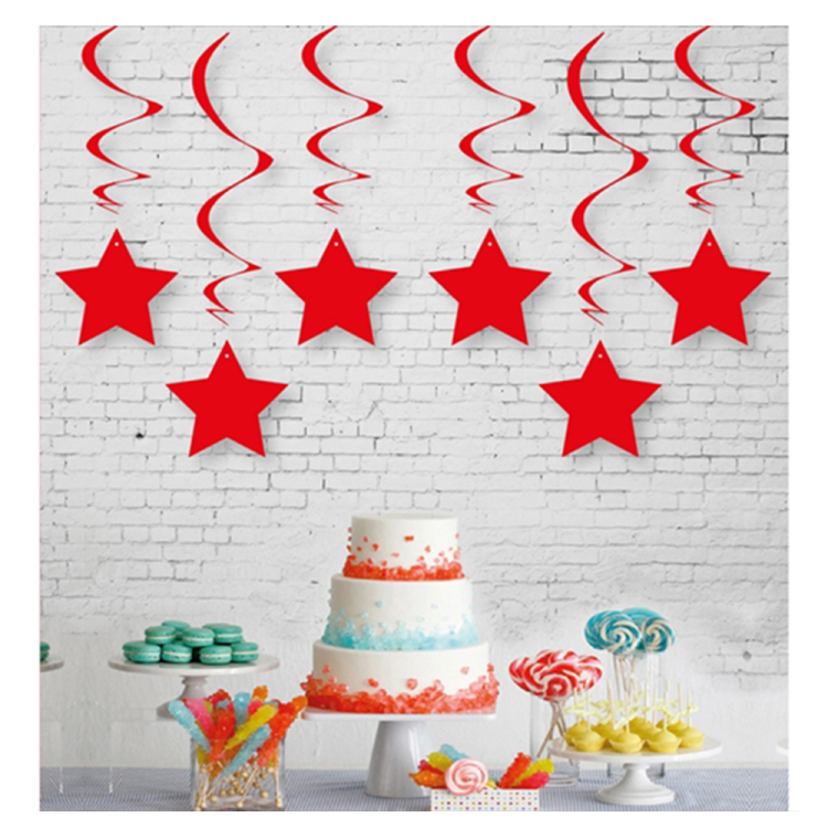 SW02 Metalik Yıldız Sarkıt Süs 6lı