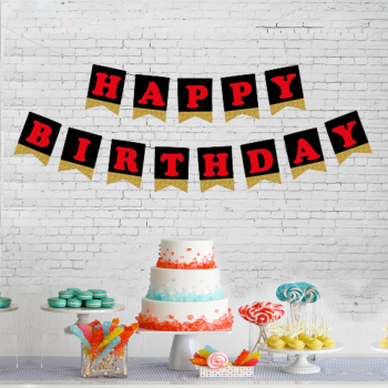 No:01 Happy Birthday Harf Afiş -Simli Altın- No:01 Happy Birthday Harf Afiş -Simli Altın-