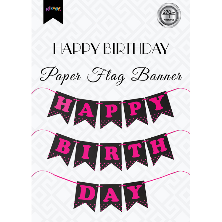 BNR72 Happy Birthday Harf Afiş -Siyah Fuşya- BNR72 Happy Birthday Harf Afiş -Siyah Fuşya-