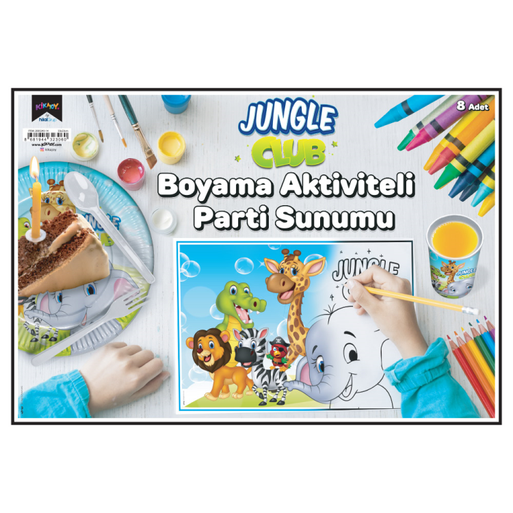 Boyama Aktiviteli Parti Sunumu 8li - Jungle Club- Boyama Aktiviteli Parti Sunumu 8li - Jungle Club-