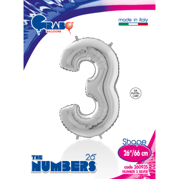 26" Grabo Rakam Folyo Balon Gümüş -3- 26" Grabo Rakam Folyo Balon Gümüş -3-