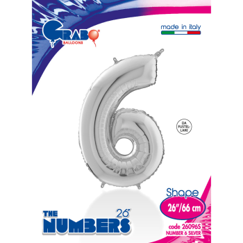 26" Grabo Rakam Folyo Balon Gümüş -6- 26" Grabo Rakam Folyo Balon Gümüş -6-