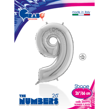 26" Grabo Rakam Folyo Balon Gümüş -9- 26" Grabo Rakam Folyo Balon Gümüş -9-