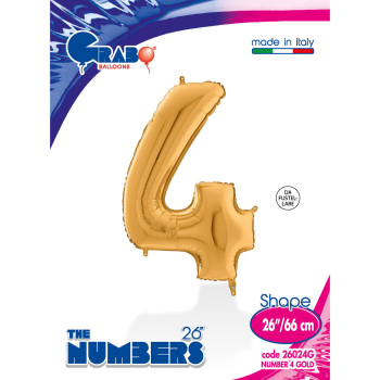 26" Grabo Rakam Folyo Balon Altın -4- 26" Grabo Rakam Folyo Balon Altın -4-