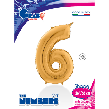 26" Grabo Rakam Folyo Balon Altın -6- 26" Grabo Rakam Folyo Balon Altın -6-