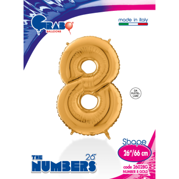 26" Grabo Rakam Folyo Balon Altın -8- 26" Grabo Rakam Folyo Balon Altın -8-