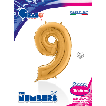 26" Grabo Rakam Folyo Balon Altın -9- 26" Grabo Rakam Folyo Balon Altın -9-
