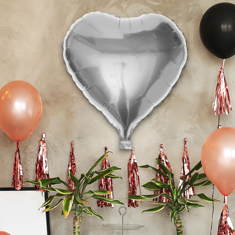 Kalp Folyo Balon 18 5li -Gümüş- Kalp Folyo Balon 18 5li -Gümüş-