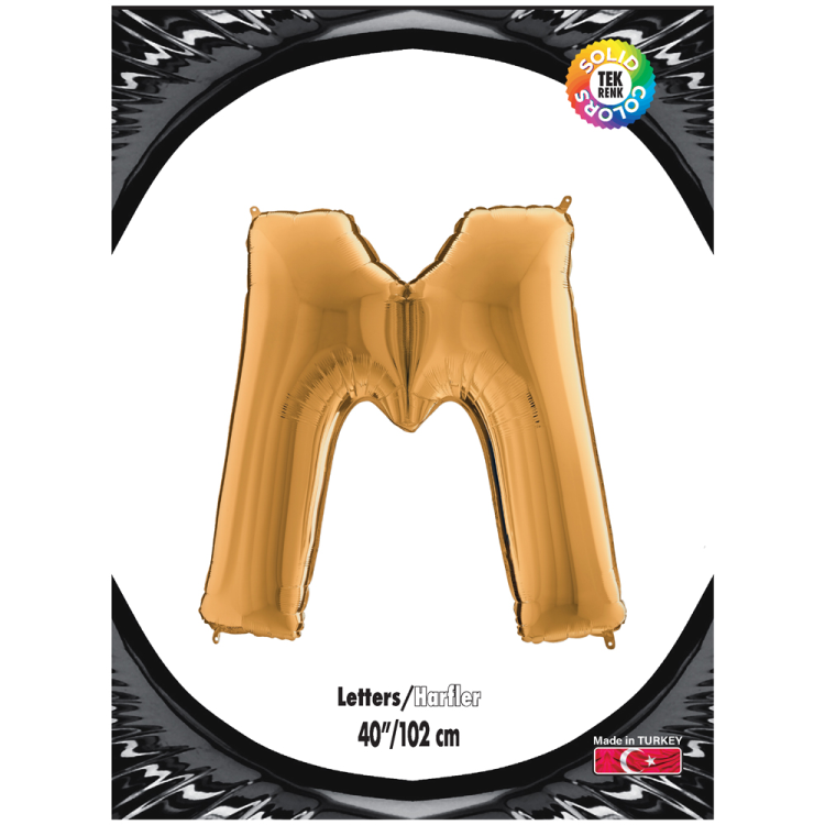 40 Harf Folyo Balon Altın -M- 40 Harf Folyo Balon Altın -M-