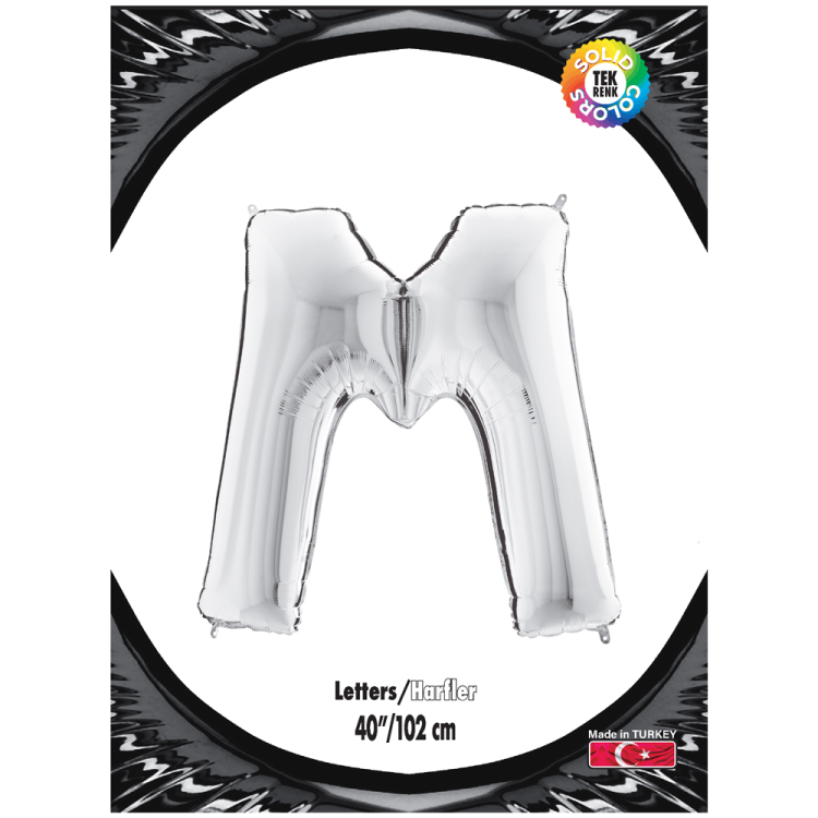 40 Harf Folyo Balon Gümüş -M- 40 Harf Folyo Balon Gümüş -M-