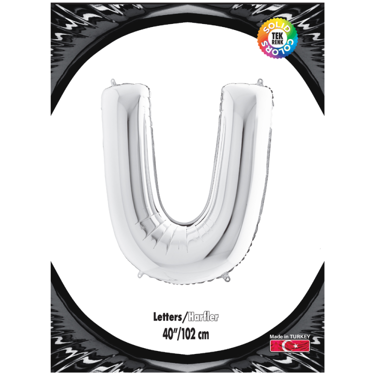 40 Harf Folyo Balon Gümüş -U- 40 Harf Folyo Balon Gümüş -U-