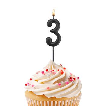 No:3 Çubuk Rakam Mum -Siyah- No:3 Çubuk Rakam Mum -Siyah-