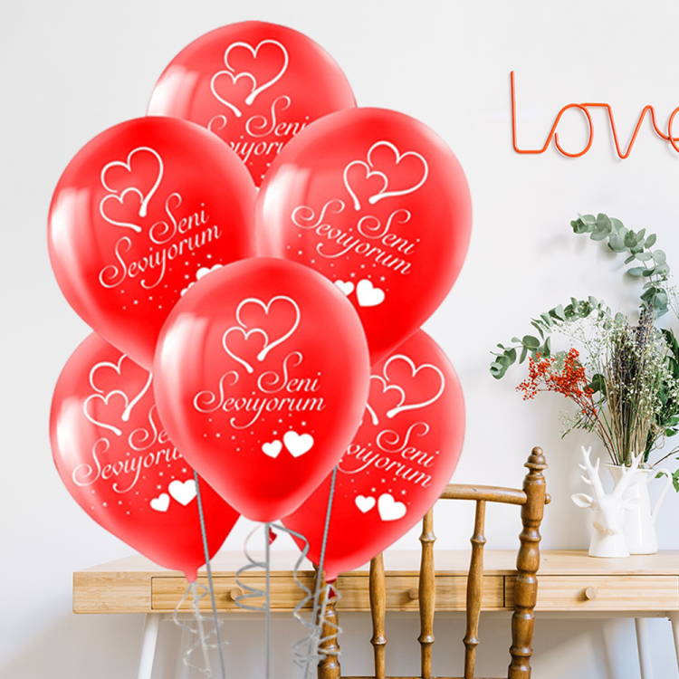 12 Pastel Balon Baskılı 100lü -Seni Seviyorum- 12 Pastel Balon Baskılı 100lü -Seni Seviyorum-