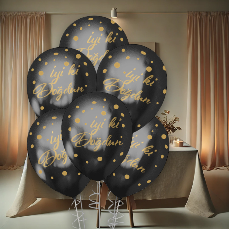 12 Krom Balon Çepeçevre Baskılı 50li -İyiki Doğdun- 12 Krom Balon Çepeçevre Baskılı 50li -İyiki Doğdun-