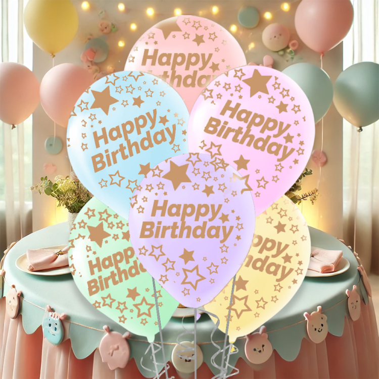 12 Makaron Balon Çepeçevre Baskılı 100lü -Happy Bday- 12 Makaron Balon Çepeçevre Baskılı 100lü -Happy Bday-