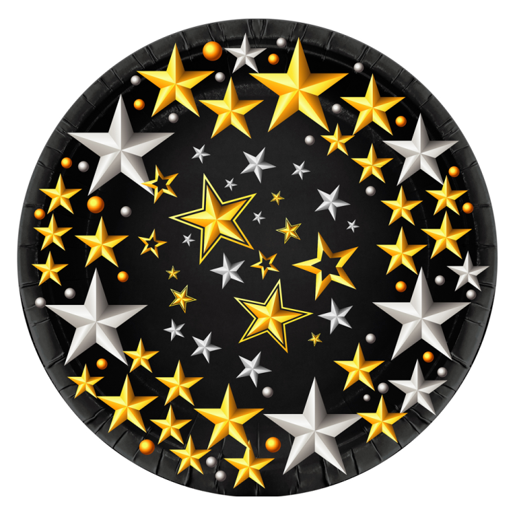 Karton Tabak Derin 23cm 8li -Samanyolu Siyah- Karton Tabak Derin 23cm 8li -Samanyolu Siyah-