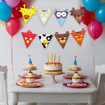 BNR11 Sevimli Hayvanlar Üçgen Flama BNR11 Sevimli Hayvanlar Üçgen Flama