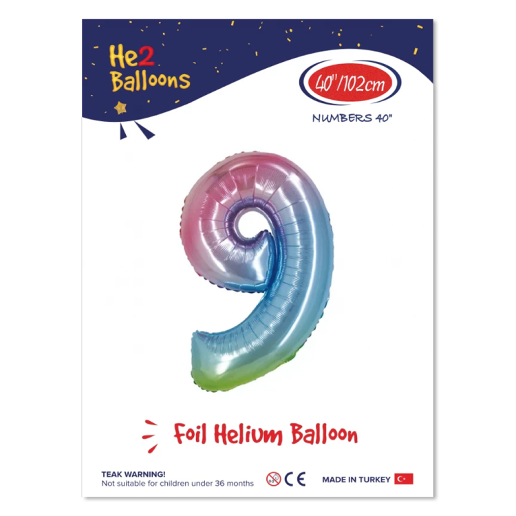 40 Rakam Folyo Balon Rainbow -9- 40 Rakam Folyo Balon Rainbow -9-
