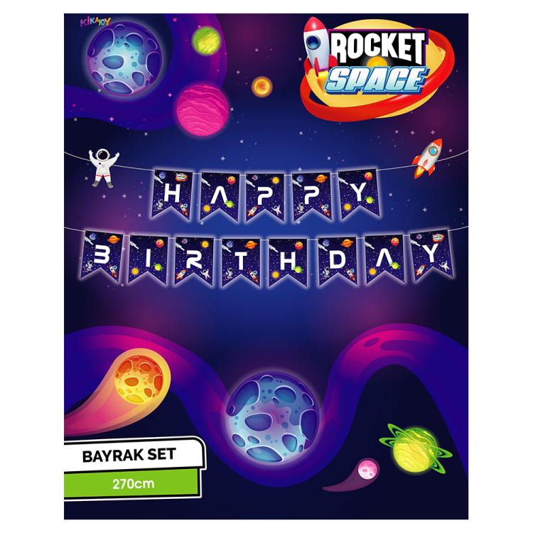 Rocket Space Happy Birthday Banner
