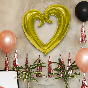 Kalp Folyo Balon 40"İçi Boş 5li-Altın- Kalp Folyo Balon 40"İçi Boş 5li-Altın-