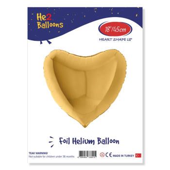 18" Kalp Folyo Balon -Altın- 18" Kalp Folyo Balon -Altın-
