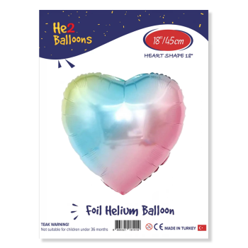 18" Kalp Folyo Balon -Rainbow- 18" Kalp Folyo Balon -Rainbow-