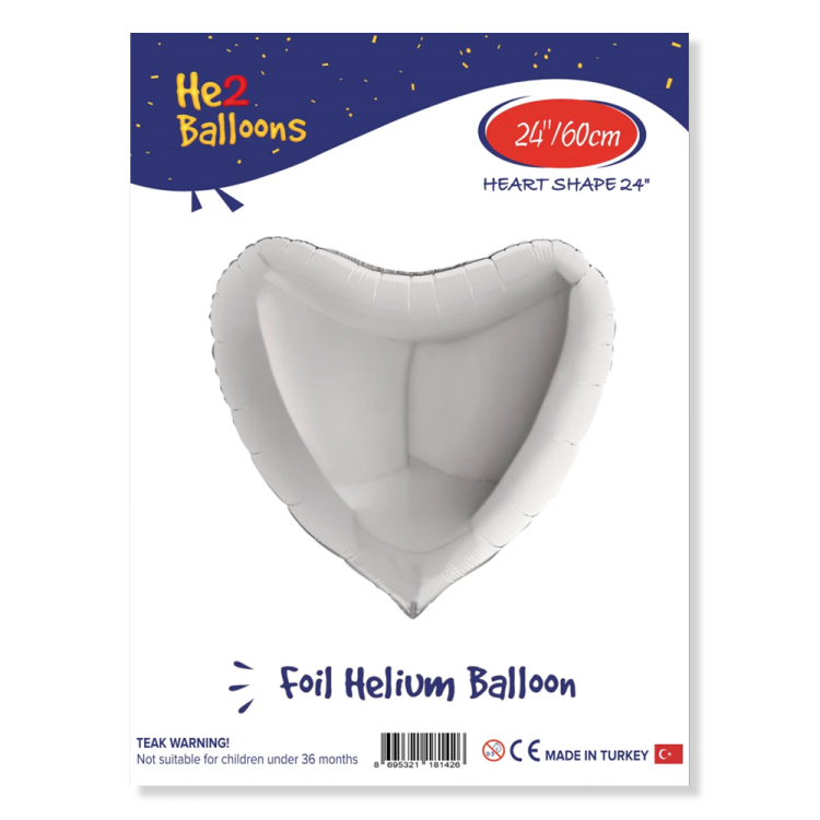 24 Kalp Folyo Balon -Gümüş- 24 Kalp Folyo Balon -Gümüş-