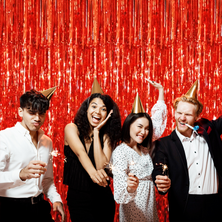 Metalize Arka Fon 100x200cm -Kırmızı- Metalize Arka Fon 100x200cm -Kırmızı-