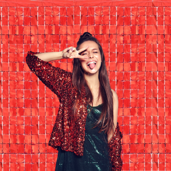 Metalize Pötikare Arka Fon 100x200cm -Kırmızı- Metalize Pötikare Arka Fon 100x200cm -Kırmızı-