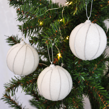 8cm Lüks Ağaç Süsleri 3lü -Beyaz- 8cm Lüks Ağaç Süsleri 3lü -Beyaz-