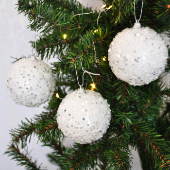 8cm Lüks Ağaç Süsleri 3lü -Beyaz- 8cm Lüks Ağaç Süsleri 3lü -Beyaz-