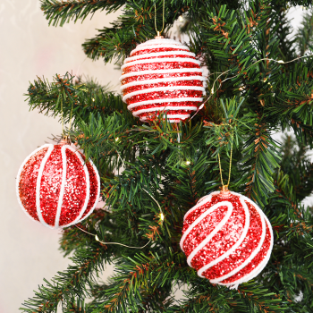 8cm Lüks Ağaç Süsleri 3lü -Kırmızı- 8cm Lüks Ağaç Süsleri 3lü -Kırmızı-