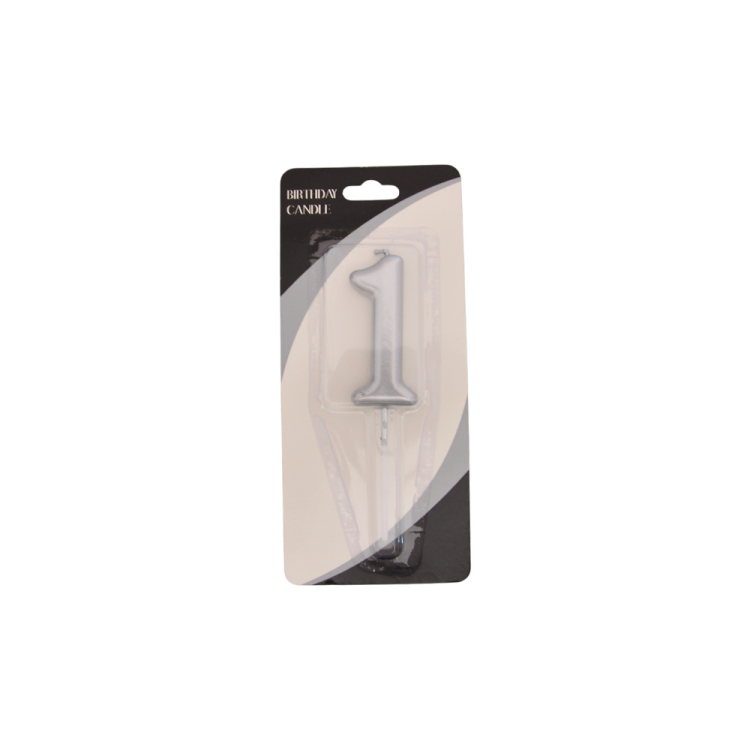 Rakam Mum 7cm -Gümüş 1- Rakam Mum 7cm -Gümüş 1-