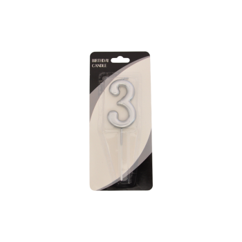 Rakam Mum 7cm -Gümüş 3- Rakam Mum 7cm -Gümüş 3-