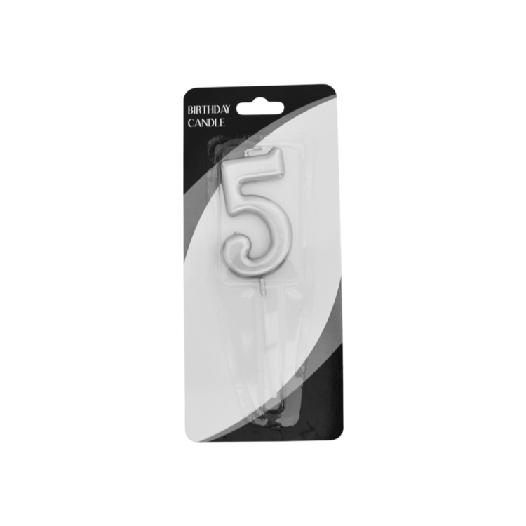 Rakam Mum 7cm -Gümüş 5- Rakam Mum 7cm -Gümüş 5-