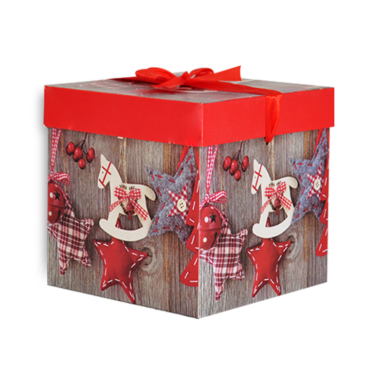 Yılbaşı Temalı DIY Hediye Kutusu 15x15cm Yılbaşı Temalı DIY Hediye Kutusu 15x15cm