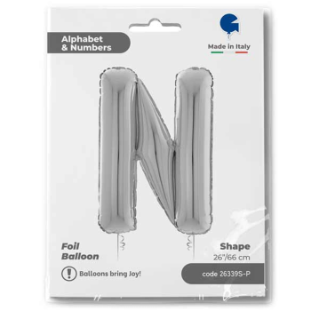 26" Grabo Harf Folyo Balon Gümüş -N- 26" Grabo Harf Folyo Balon Gümüş -N-
