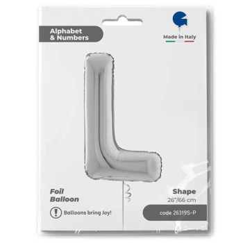 26" Grabo Harf Folyo Balon Gümüş -L- 26" Grabo Harf Folyo Balon Gümüş -L-
