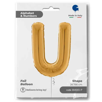 26" Grabo Harf Folyo Balon Altın -U- 26" Grabo Harf Folyo Balon Altın -U-